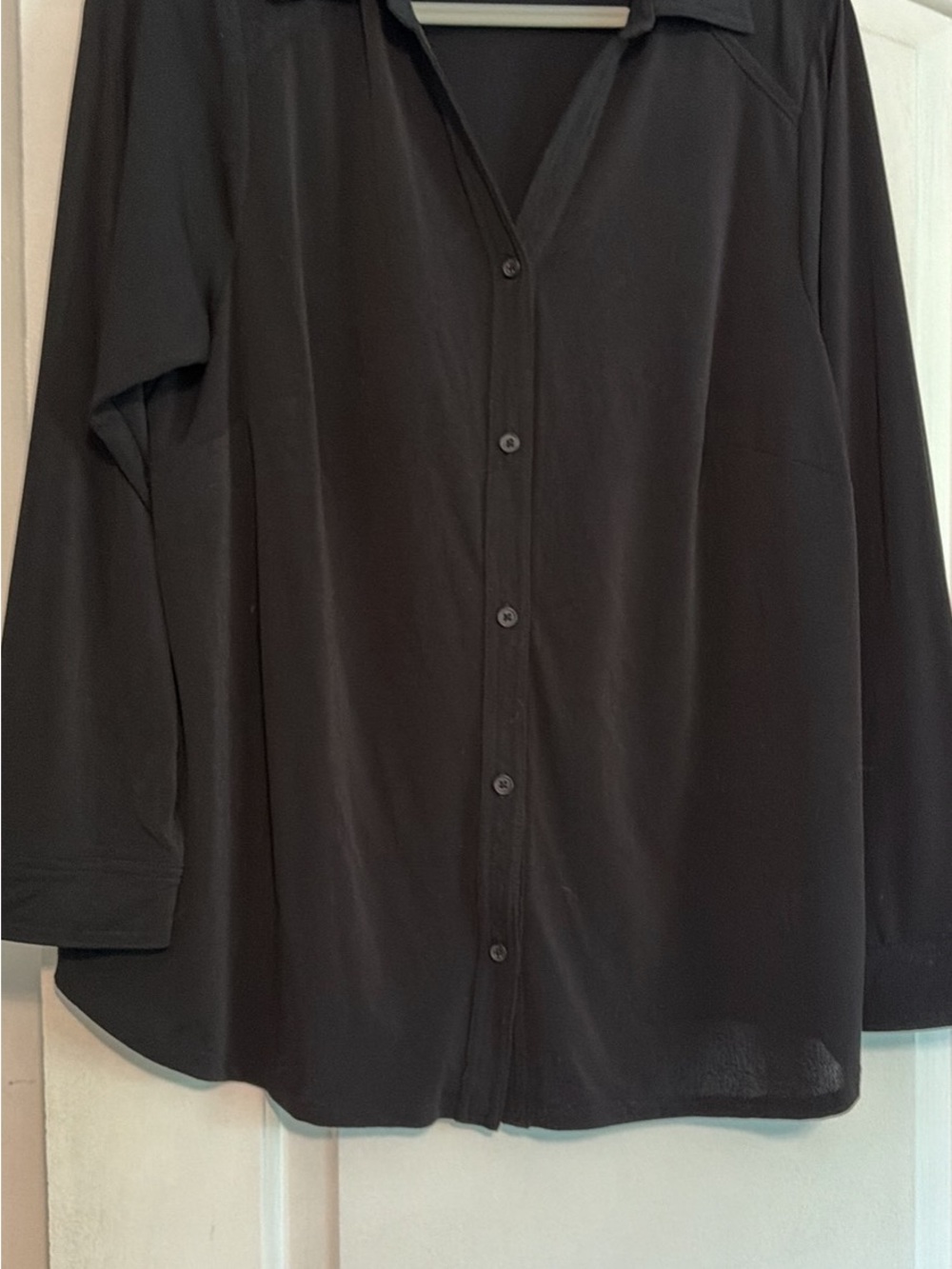 Adrianna Papell Black V-Neck Blouse